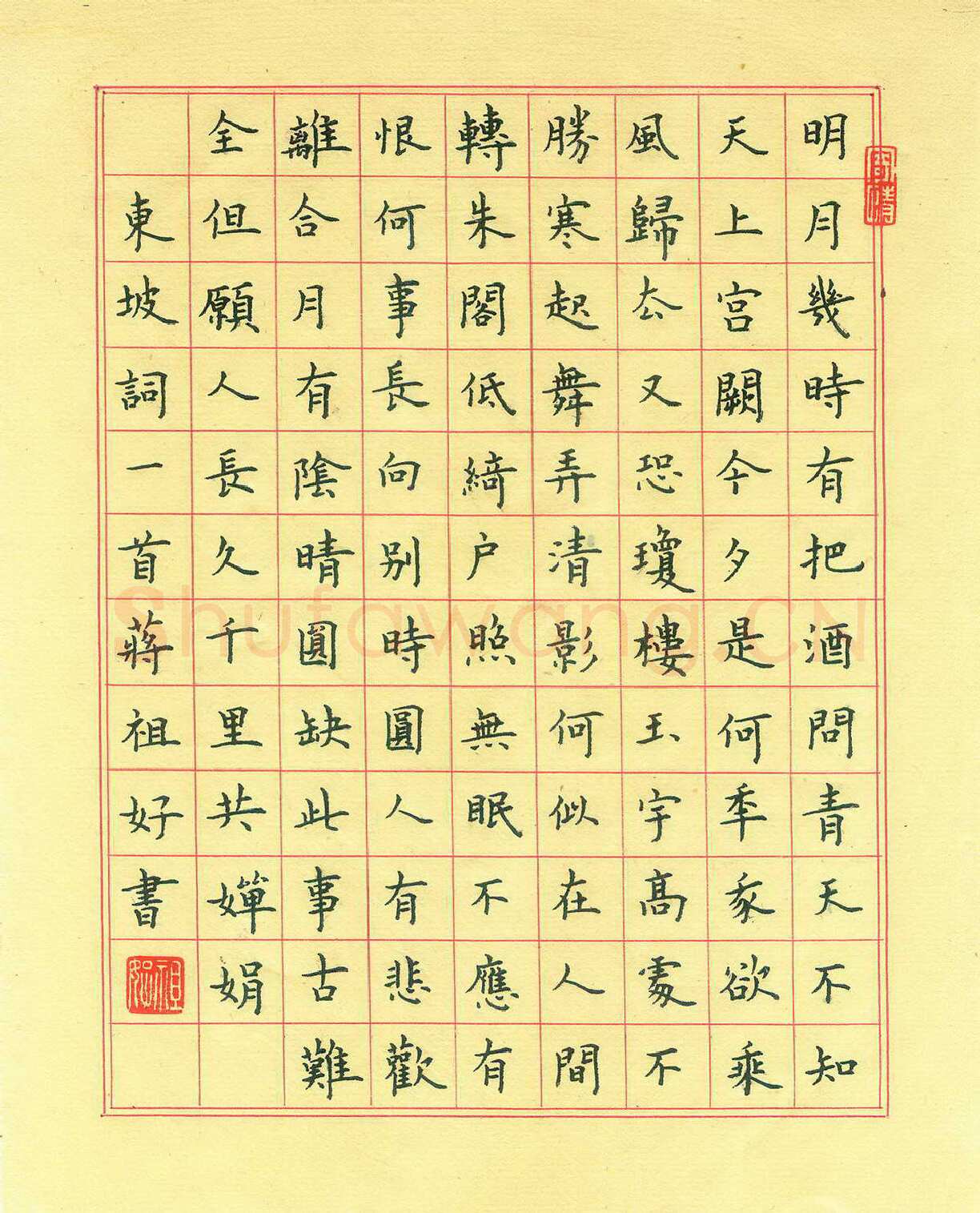 蒋祖好硬笔楷书东坡词,蒋祖好硬笔书法作品