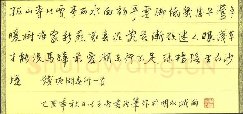 陈舟波硬笔行书白居易钱塘湖春行一首,陈舟波硬笔书法作品