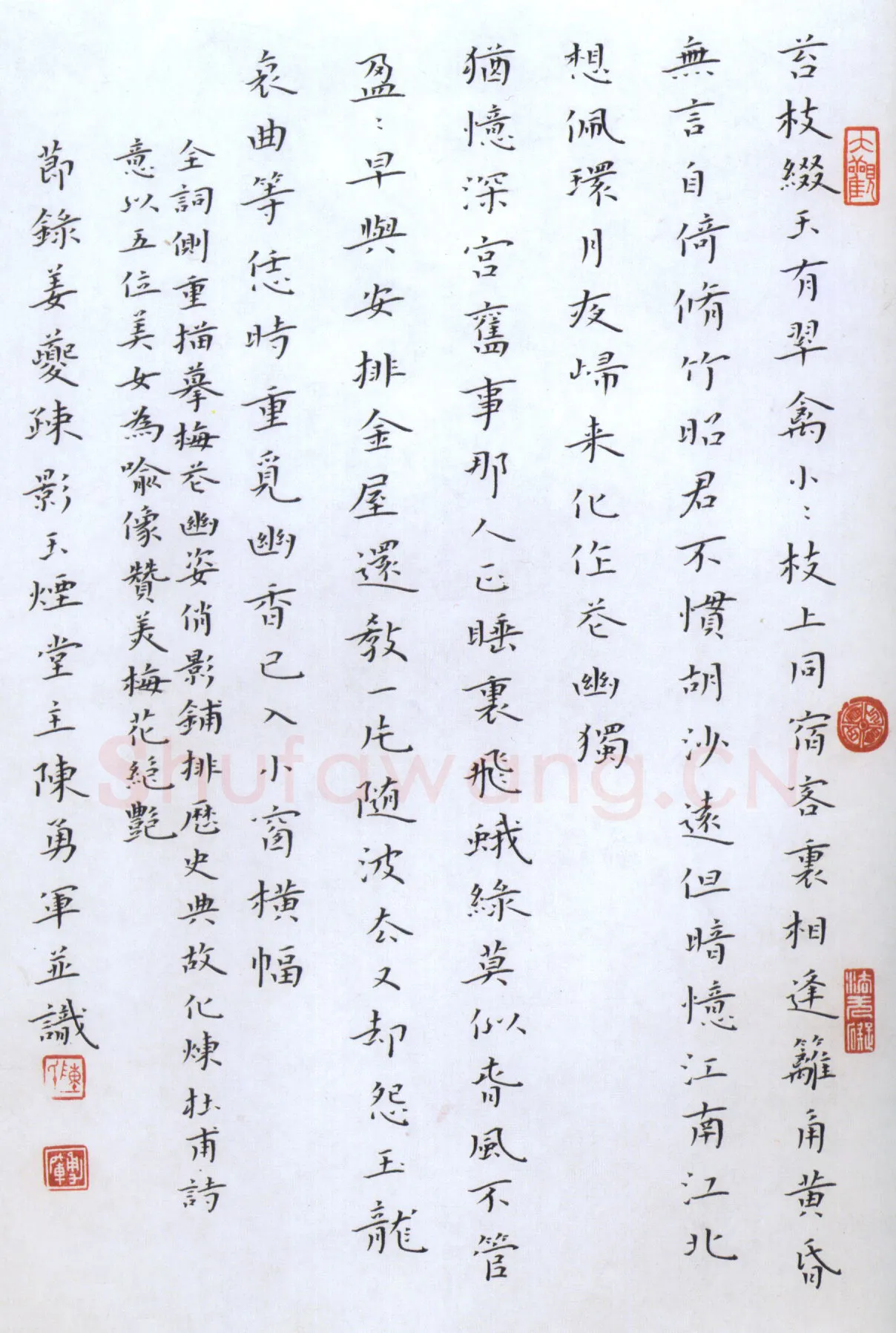 陈勇军硬笔楷书姜夔词疏影节录 硬笔书法作品欣赏