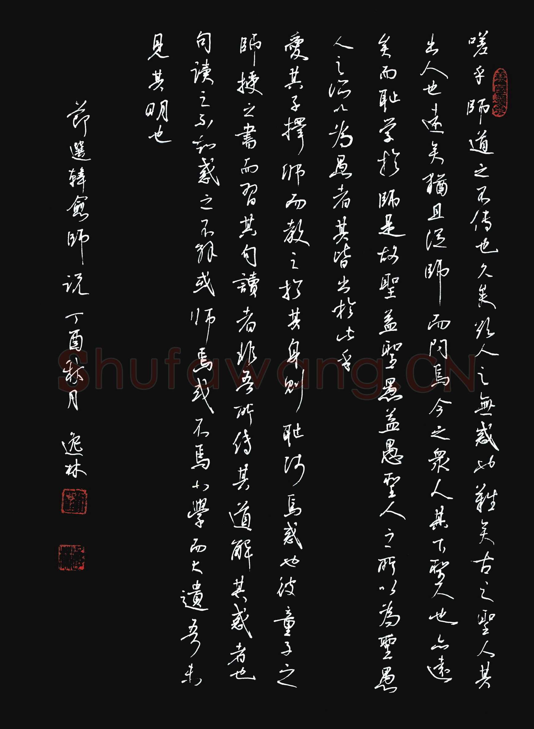 刘良谋硬笔行草节选韩愈师说,刘良谋硬笔书法作品