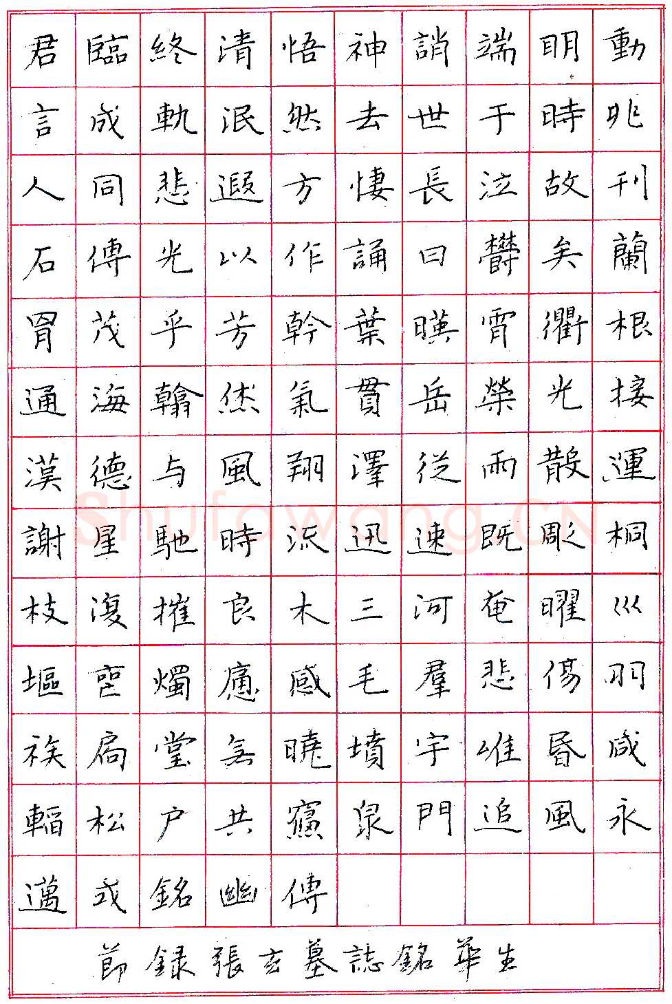 黄华生圆珠笔节录《张玄(黑女)墓志铭》硬笔书法作品欣赏