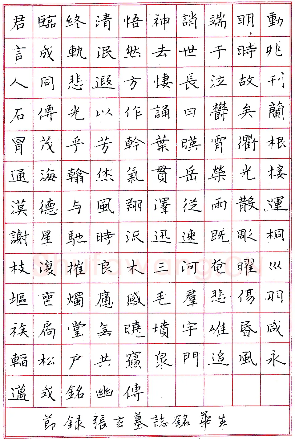 黄华生圆珠笔节录《张玄(黑女)墓志铭》硬笔书法作品欣赏
