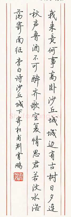 荆霄鹏硬笔楷书岑参诗与高适薛据登慈恩寺浮图 硬笔书法作品欣赏