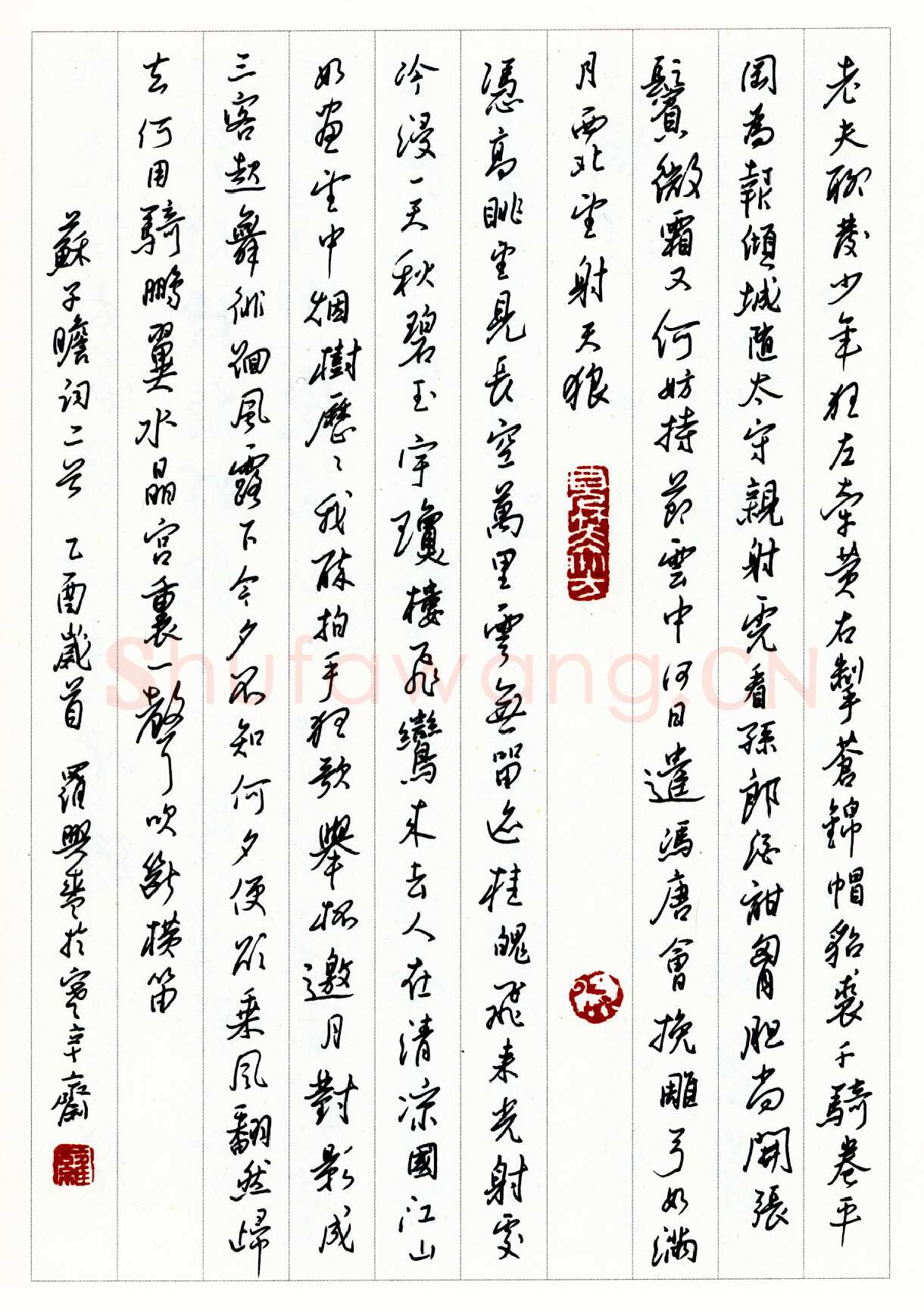 罗兴盛硬笔录苏子瞻词二首 硬笔书法作品欣赏