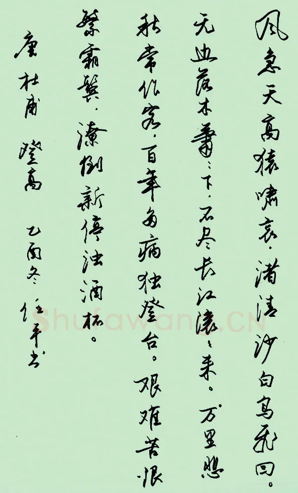 任平硬笔行书杜甫诗登高,任平硬笔书法作品