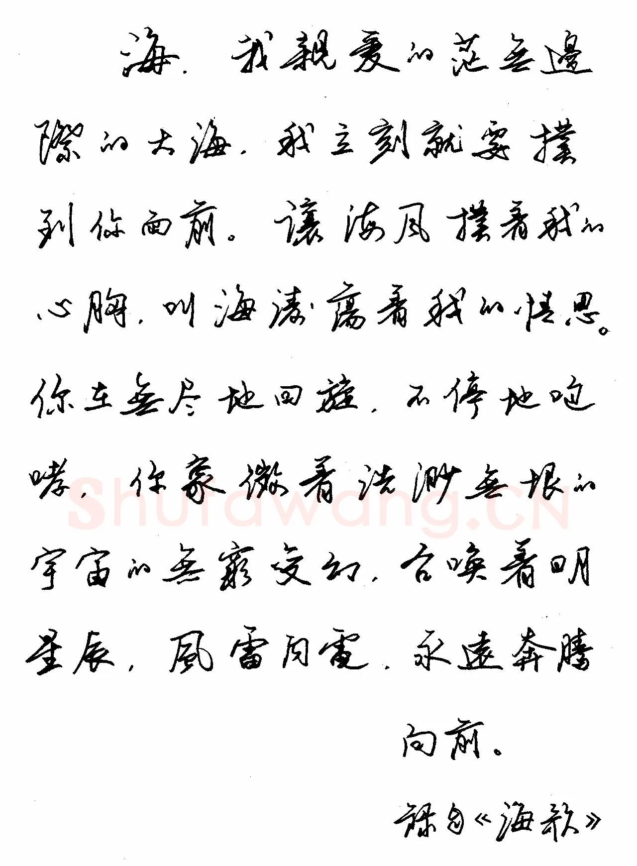 任平硬笔行书海歌,任平硬笔书法作品