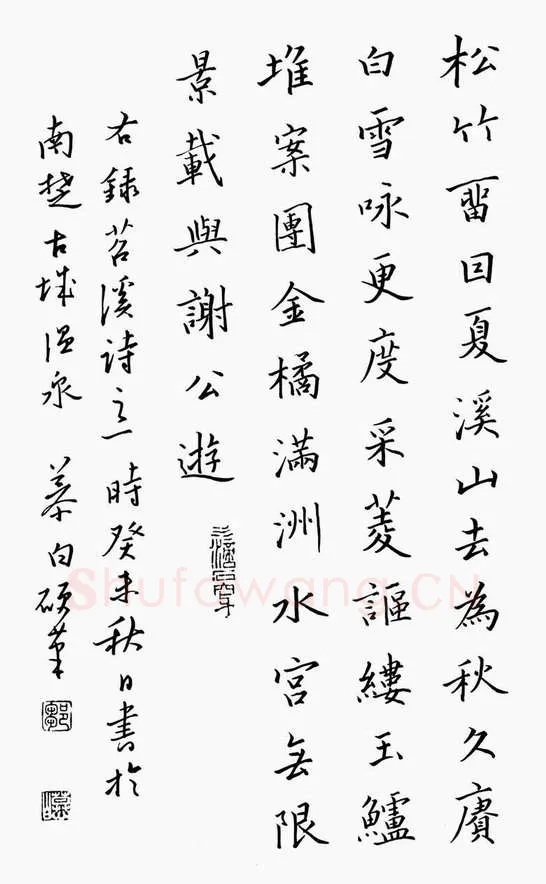 邹慕白硬笔楷书苕溪诗一首,邹慕白硬笔书法作品