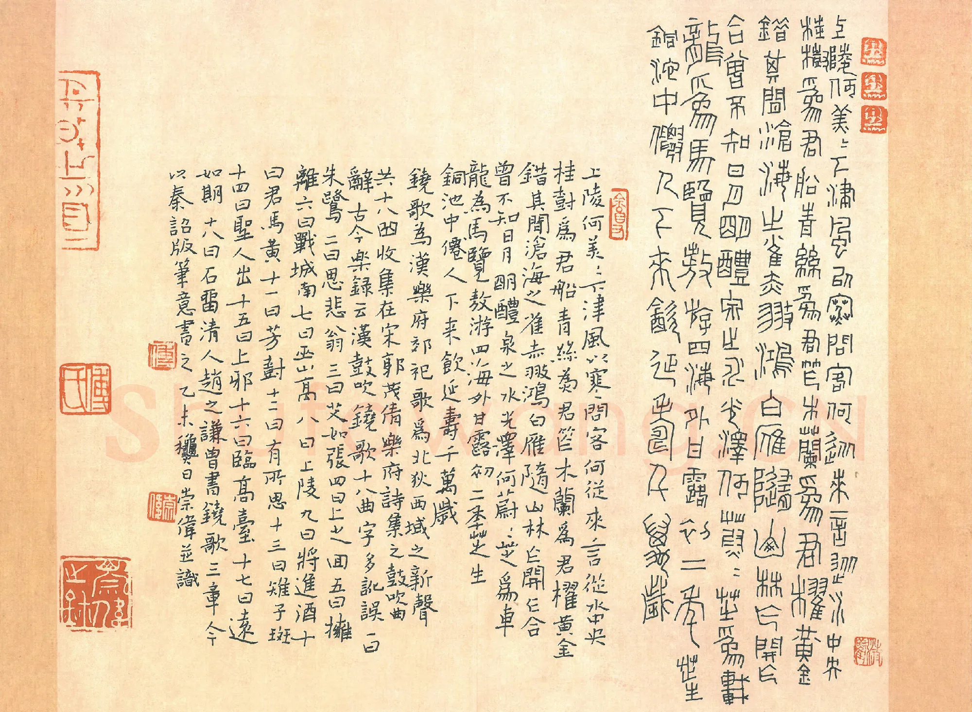 傅崇伟硬笔楷书汉乐府诗上陵一首,傅崇伟硬笔书法作品