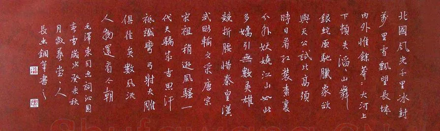 柳长忠硬笔行书毛泽东词沁园春雪,柳长忠硬笔书法作品