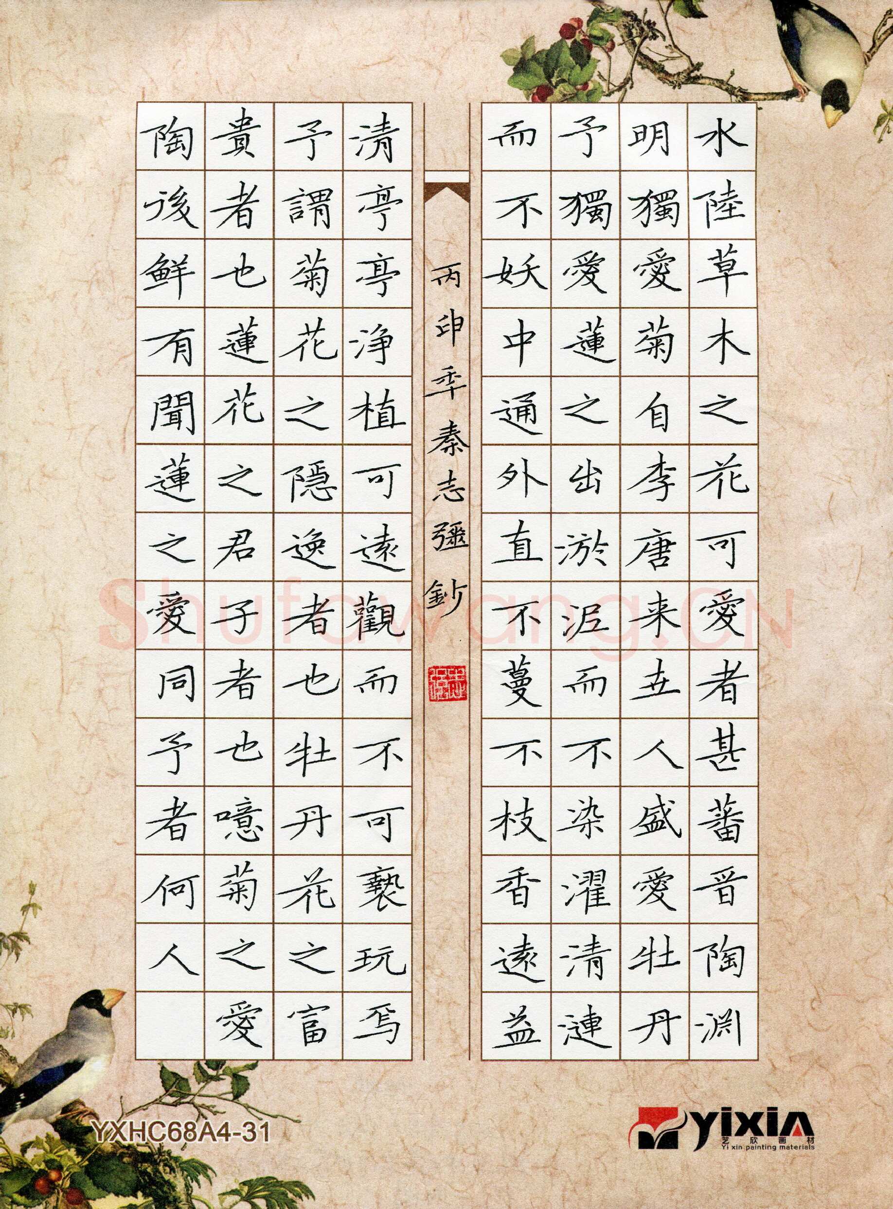 秦志强硬笔楷书爱莲说,秦志强硬笔书法作品