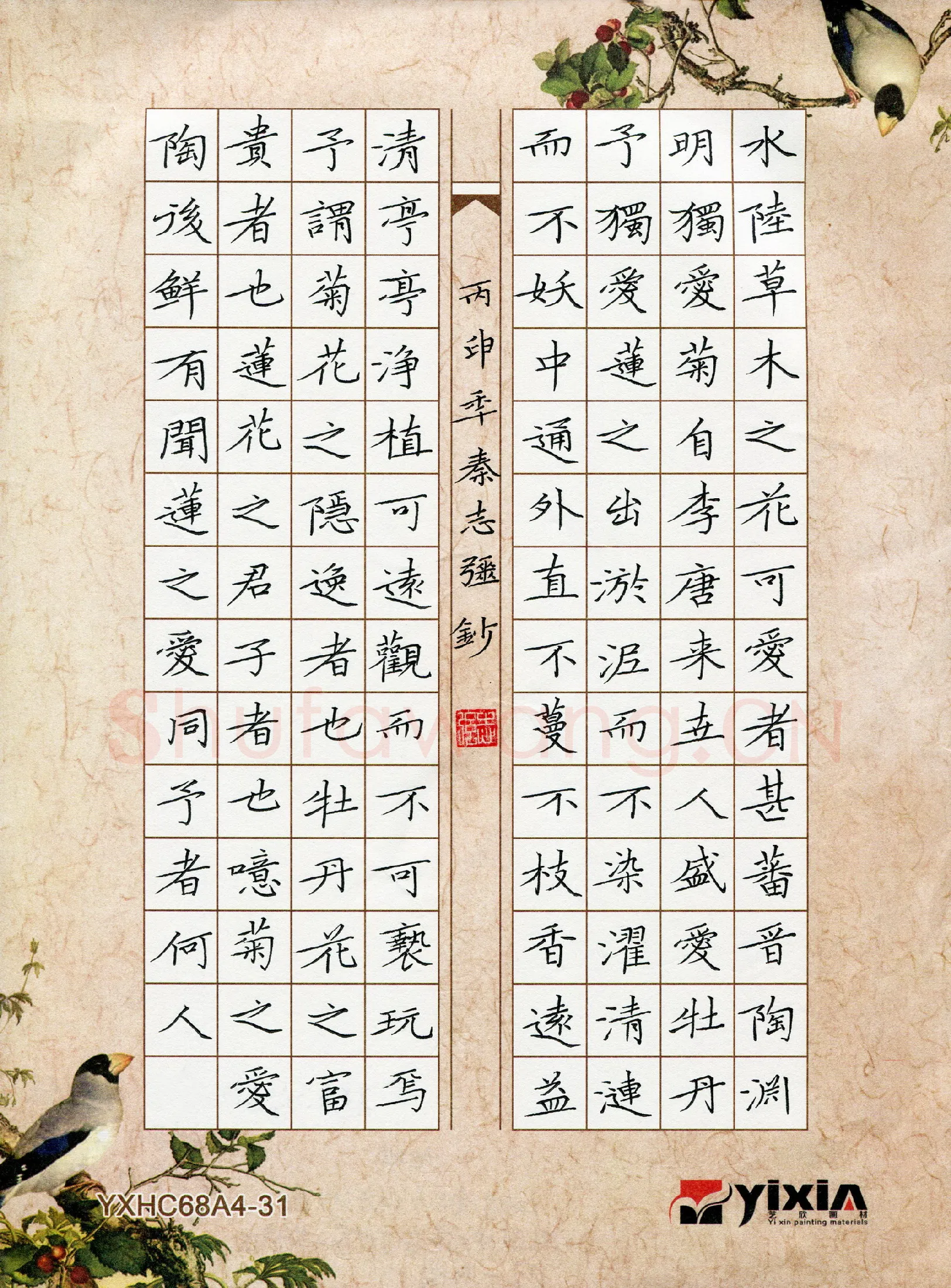 秦志强硬笔楷书爱莲说,秦志强硬笔书法作品