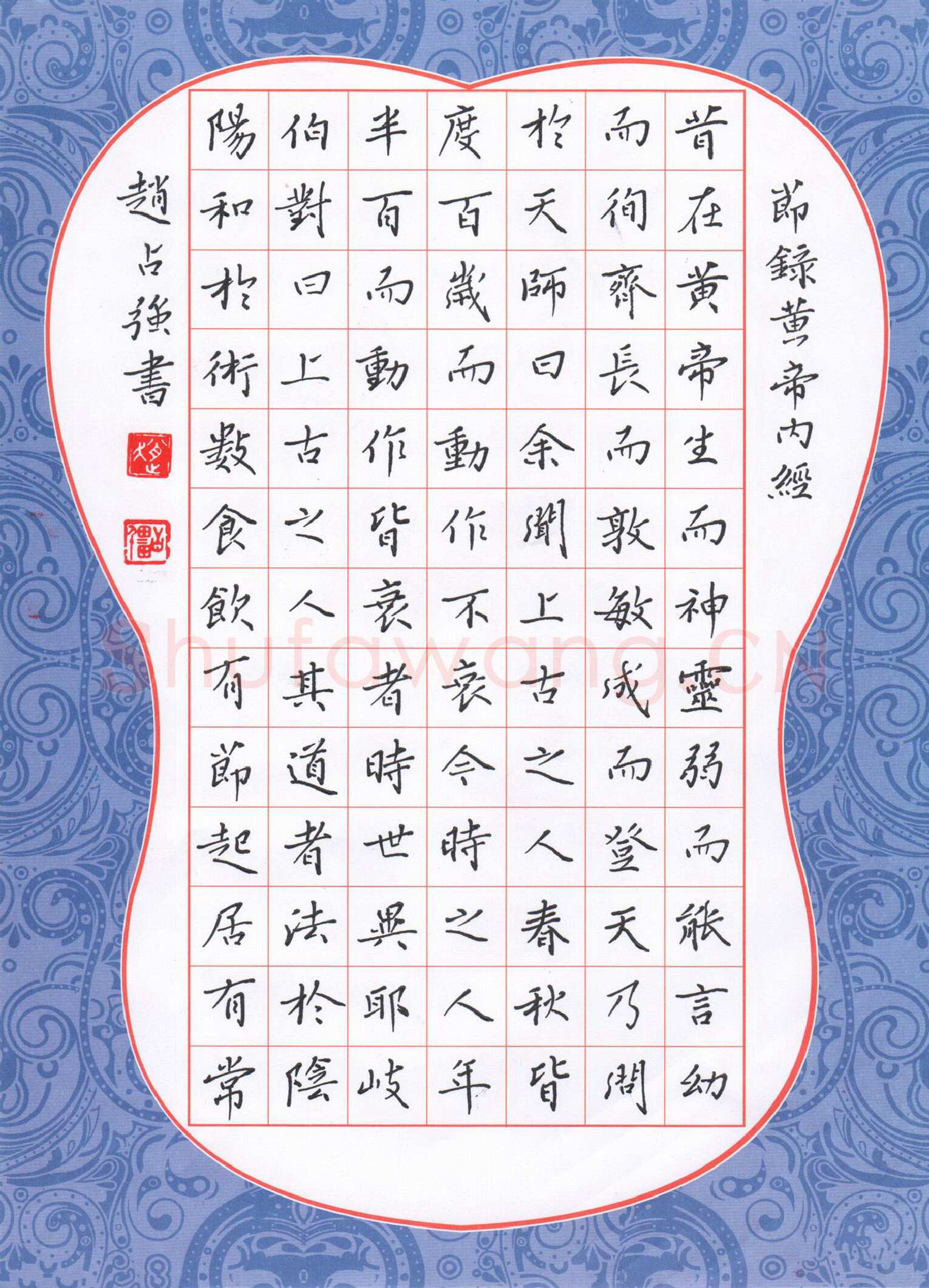 赵占强硬笔楷书节录黄帝内经,赵占强硬笔书法作品