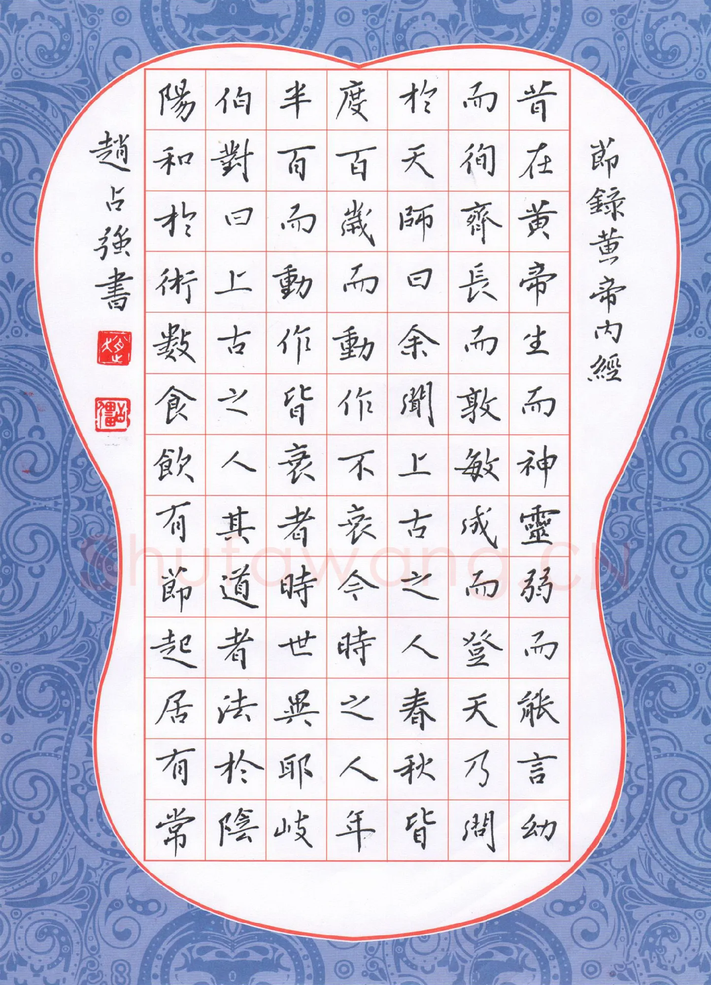 赵占强硬笔楷书节录黄帝内经,赵占强硬笔书法作品