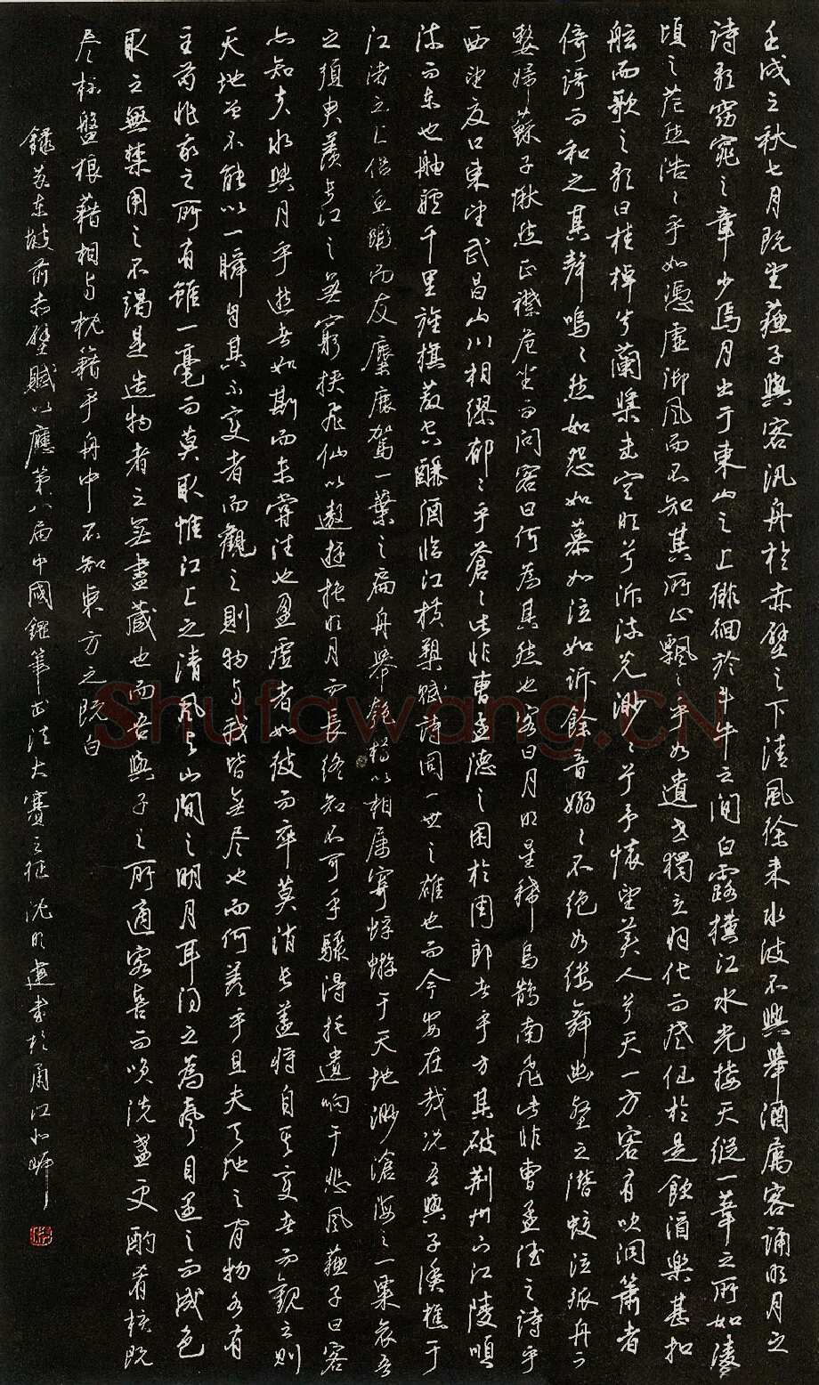 沈明建硬笔录苏东坡赤壁赋 硬笔书法作品欣赏
