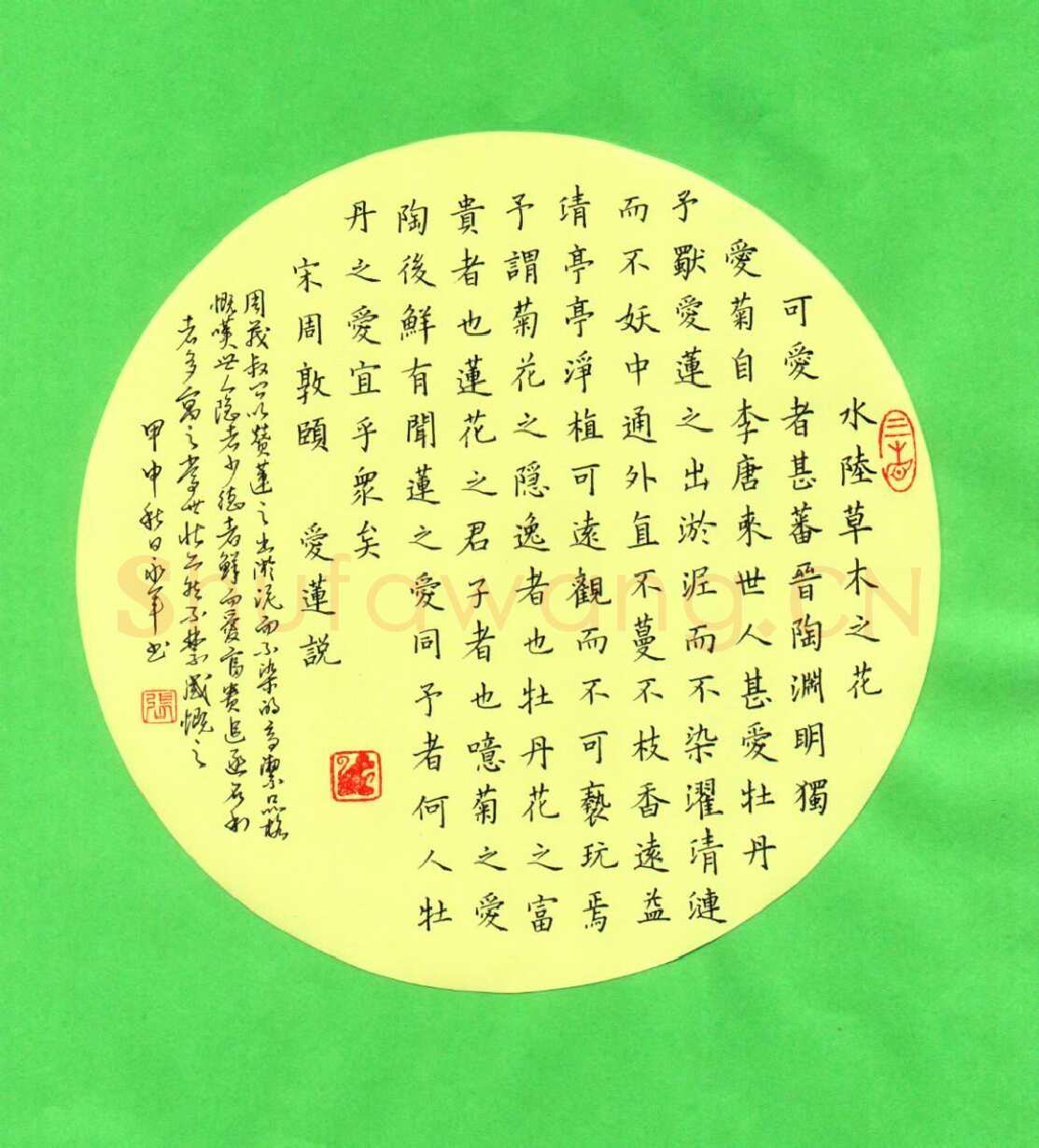 张永军硬笔楷书周敦颐爱莲说,张永军硬笔书法作品