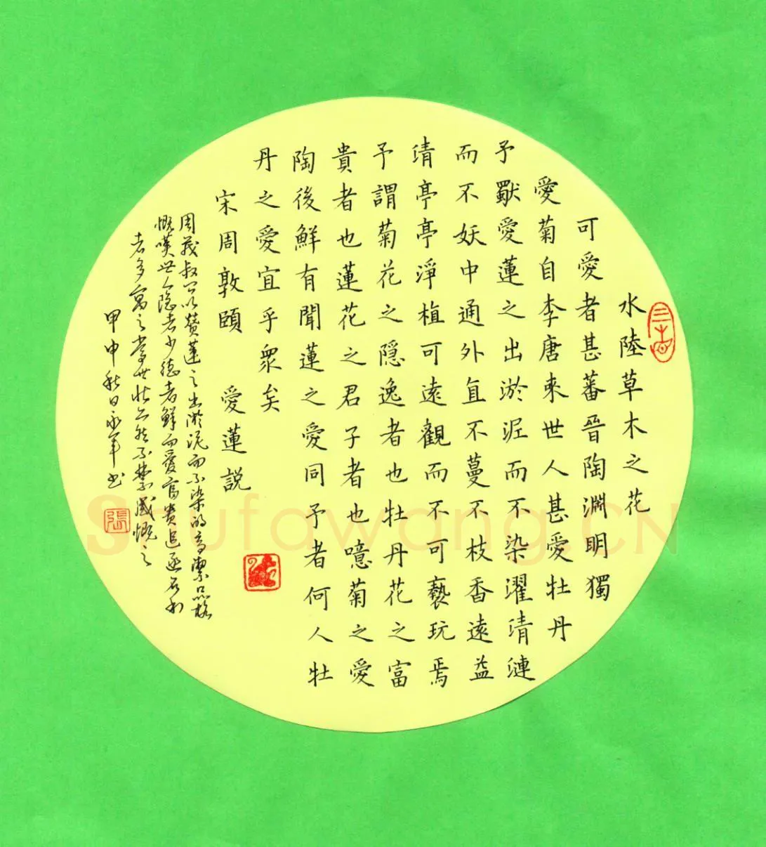 张永军硬笔楷书周敦颐爱莲说,张永军硬笔书法作品