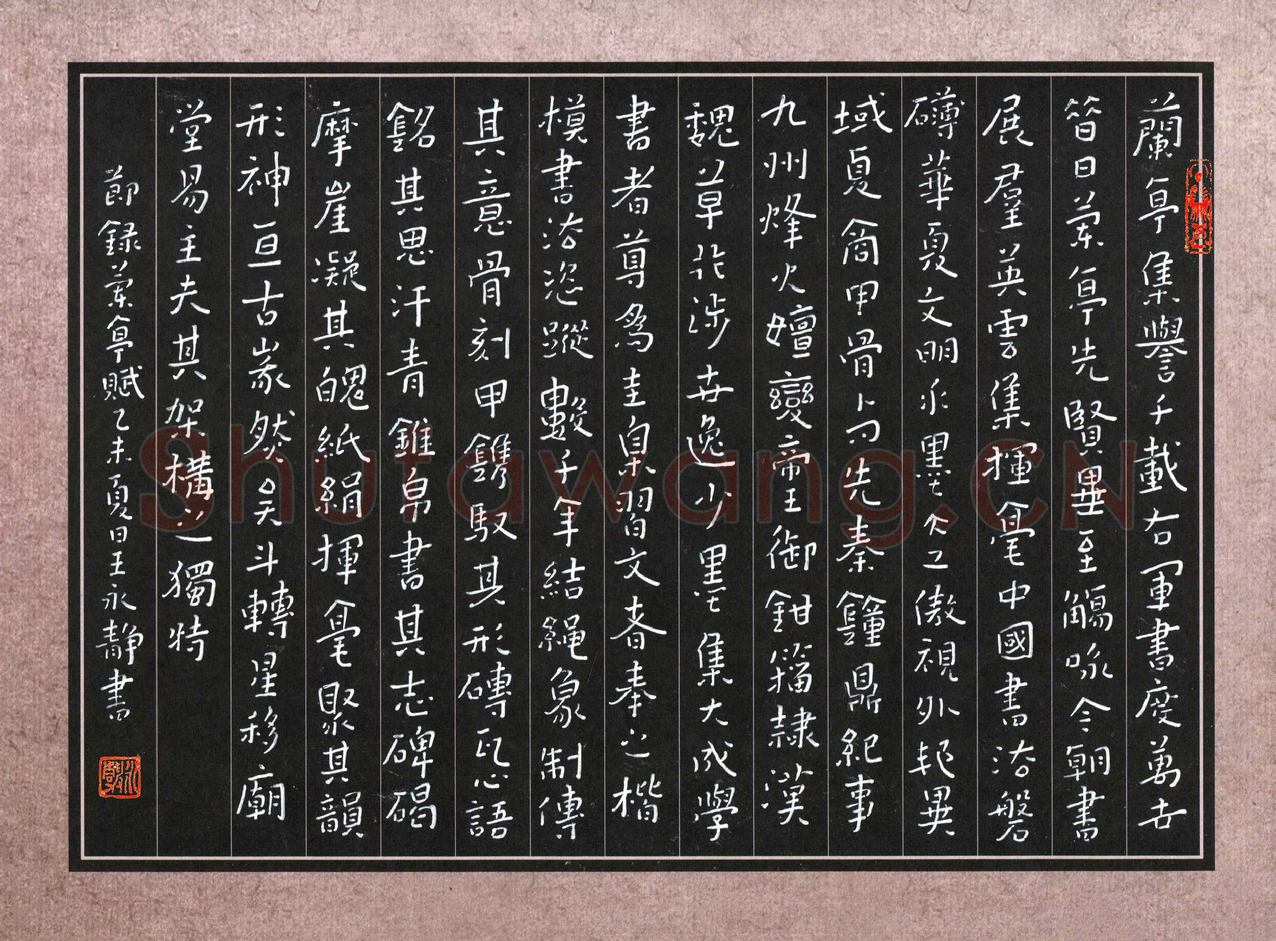 王永静硬笔楷书节录兰亭赋,王永静硬笔书法作品