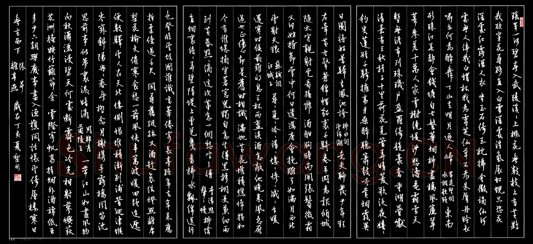 熊黎明硬笔行书宋词五首,熊黎明硬笔书法作品