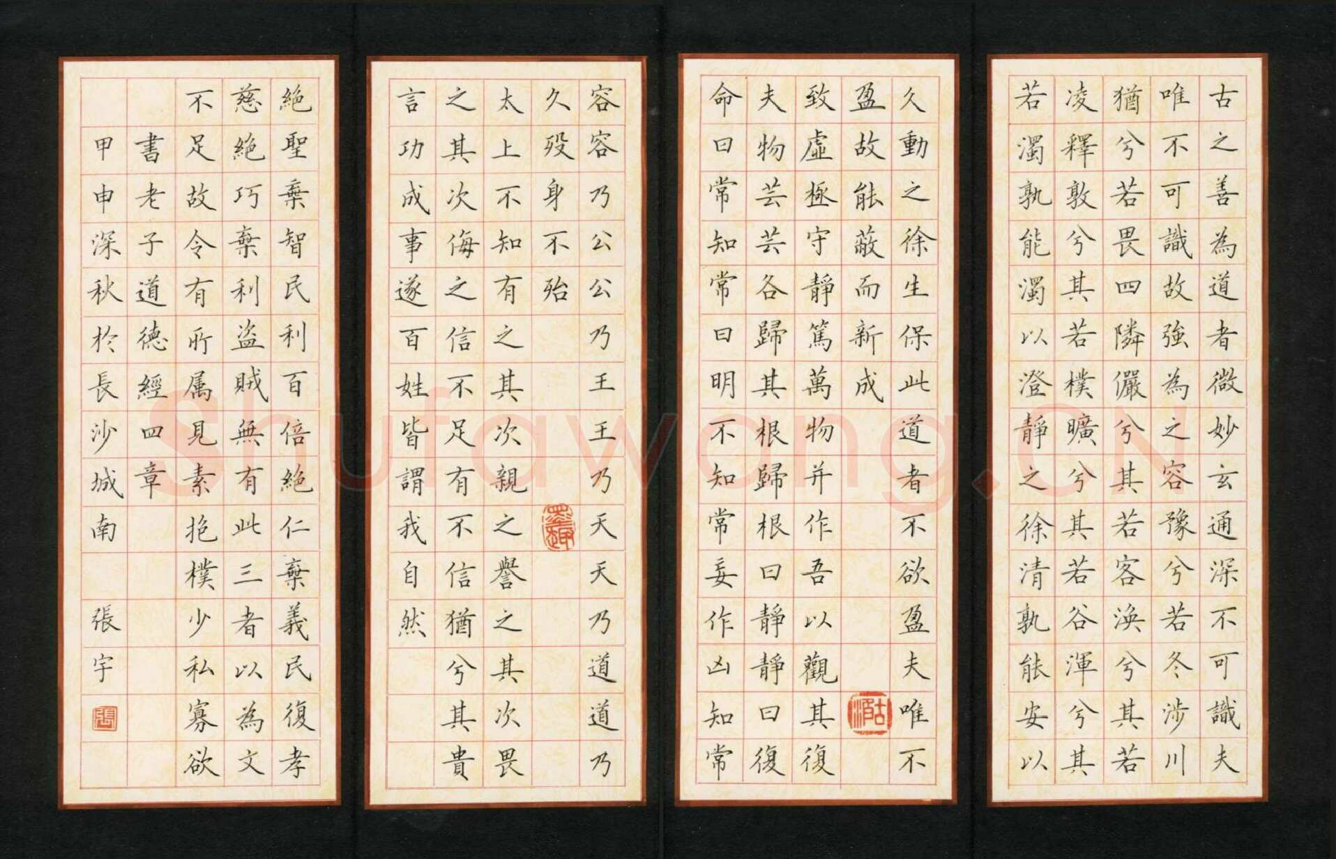 张宇硬笔楷书老子道德经四章,张宇硬笔书法作品