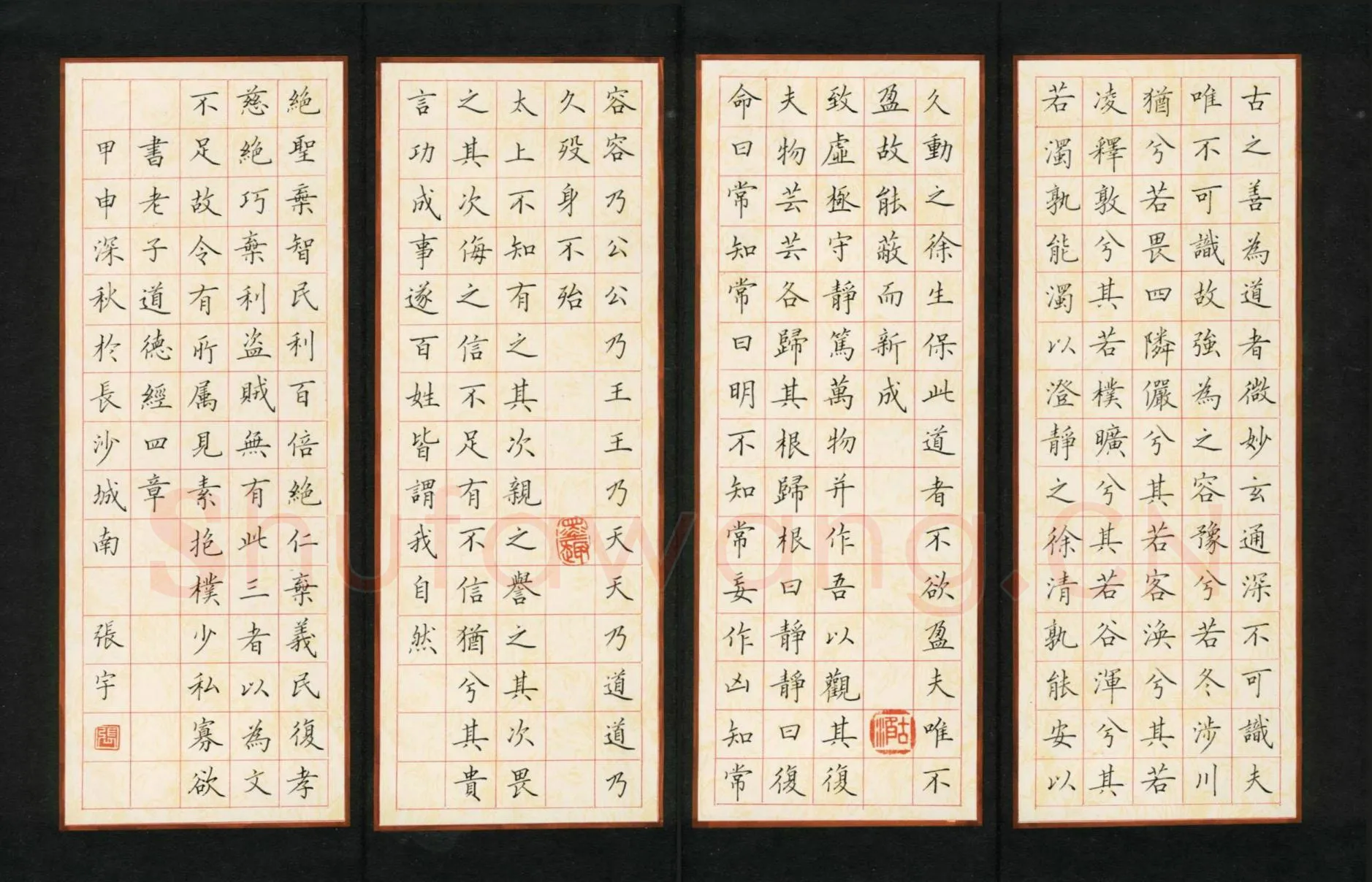 张宇硬笔楷书老子道德经四章,张宇硬笔书法作品
