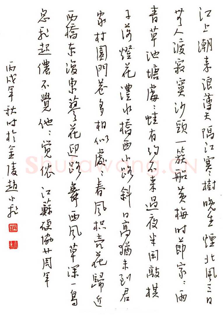赵小飞硬笔行书刘子翚诗江上,硬笔书法作品