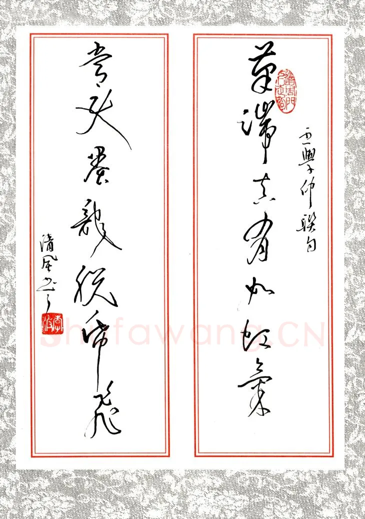 李波硬笔草书王学仲联句,李波硬笔书法作品