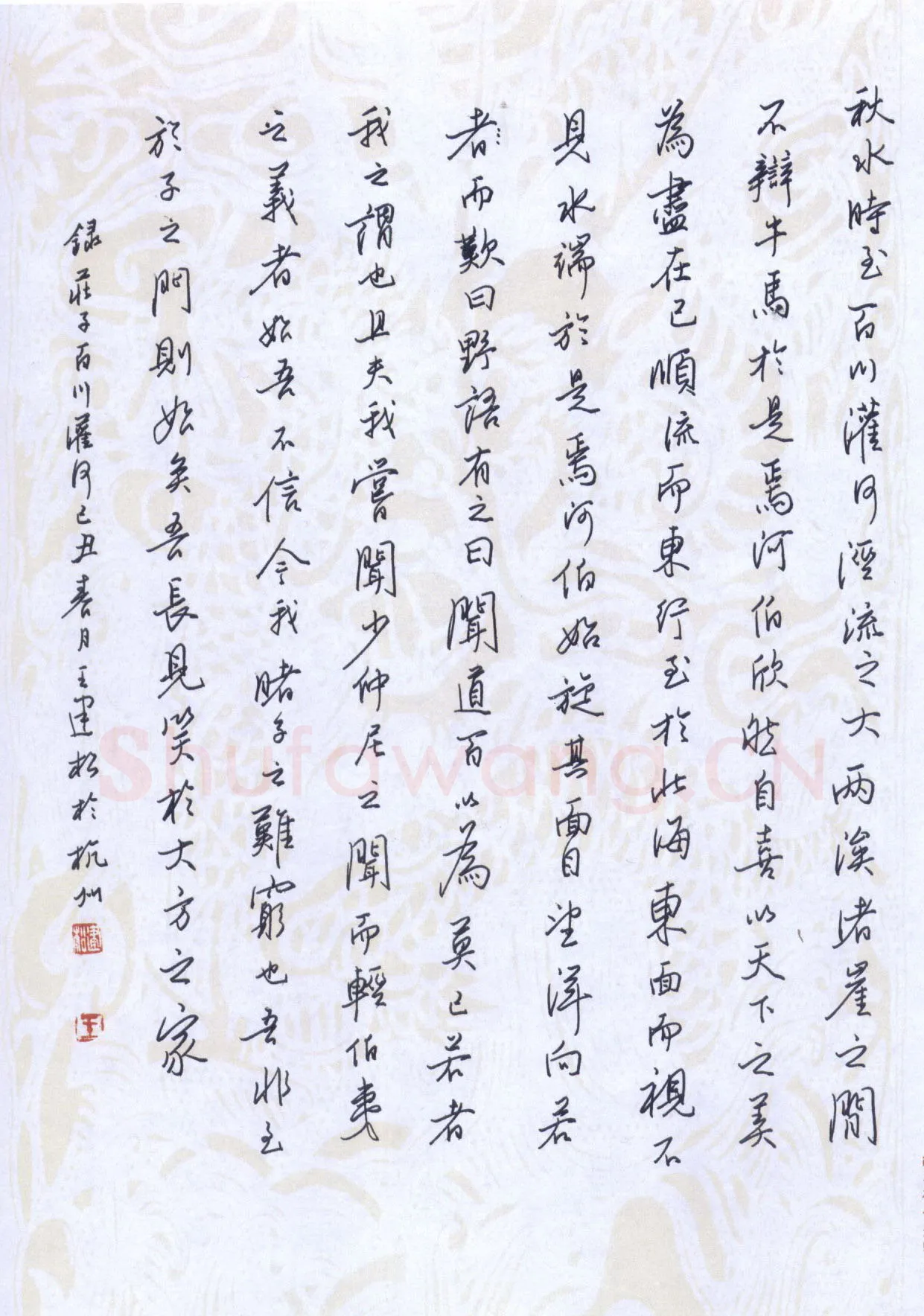王建松硬笔行书庄子百川灌河,王建松硬笔书法作品