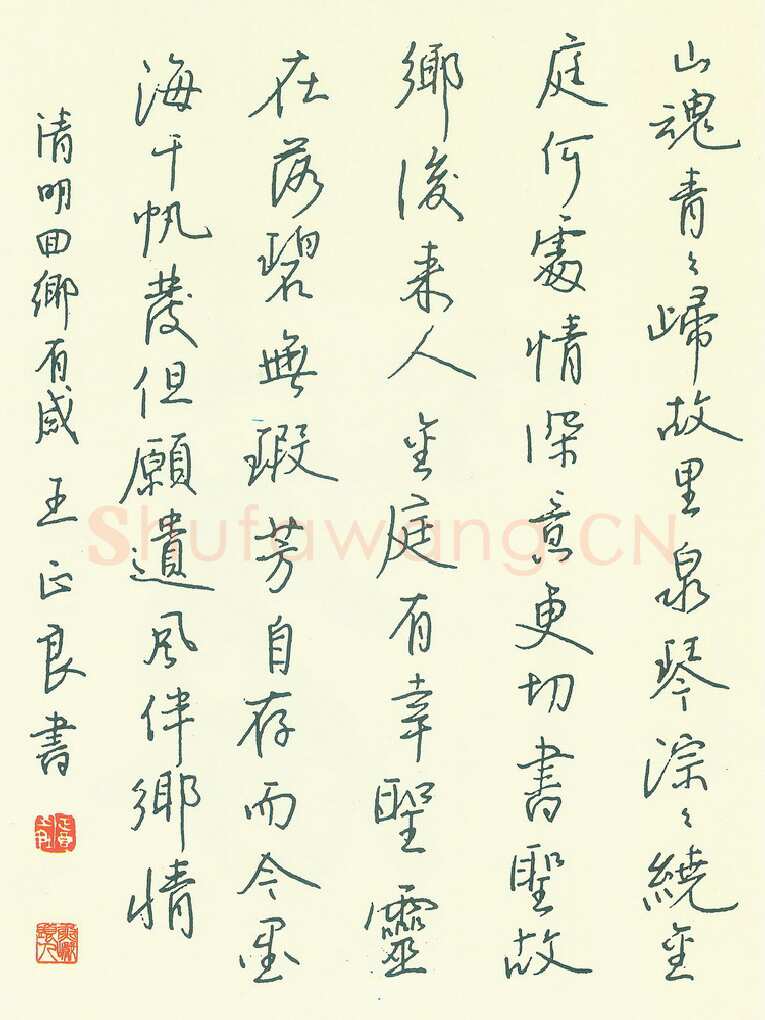 王正良硬笔行书清明回乡有感,王正良硬笔书法作品