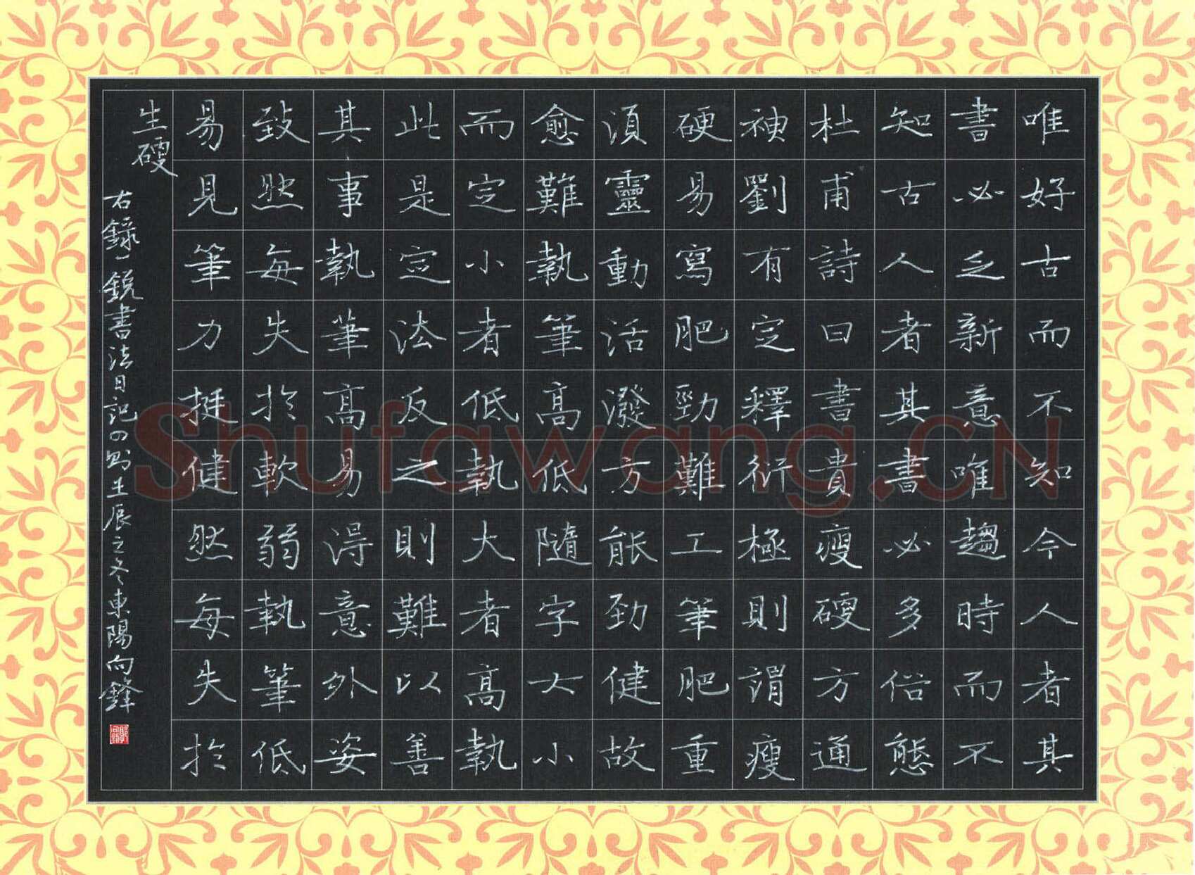 郭向锋硬笔楷书录一锐书法日记,郭向锋硬笔书法作品
