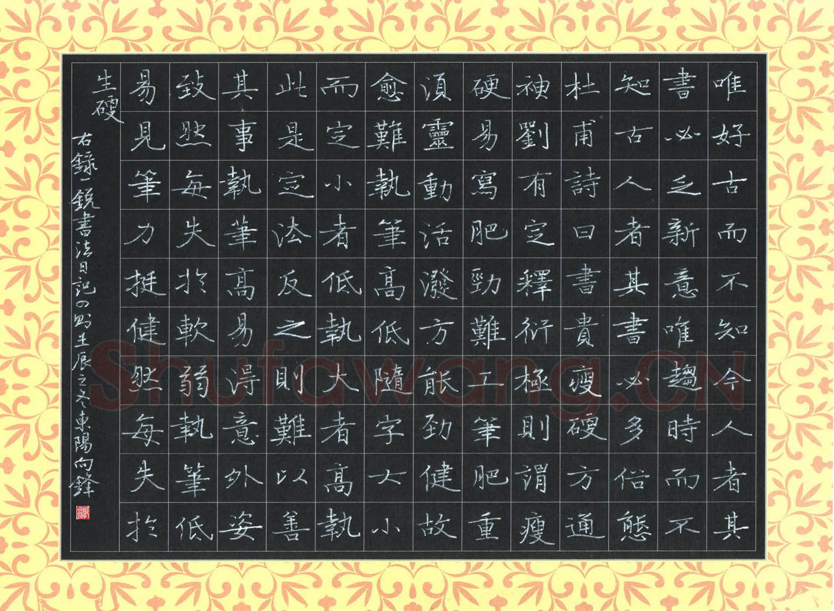 郭向锋硬笔楷书录一锐书法日记,郭向锋硬笔书法作品