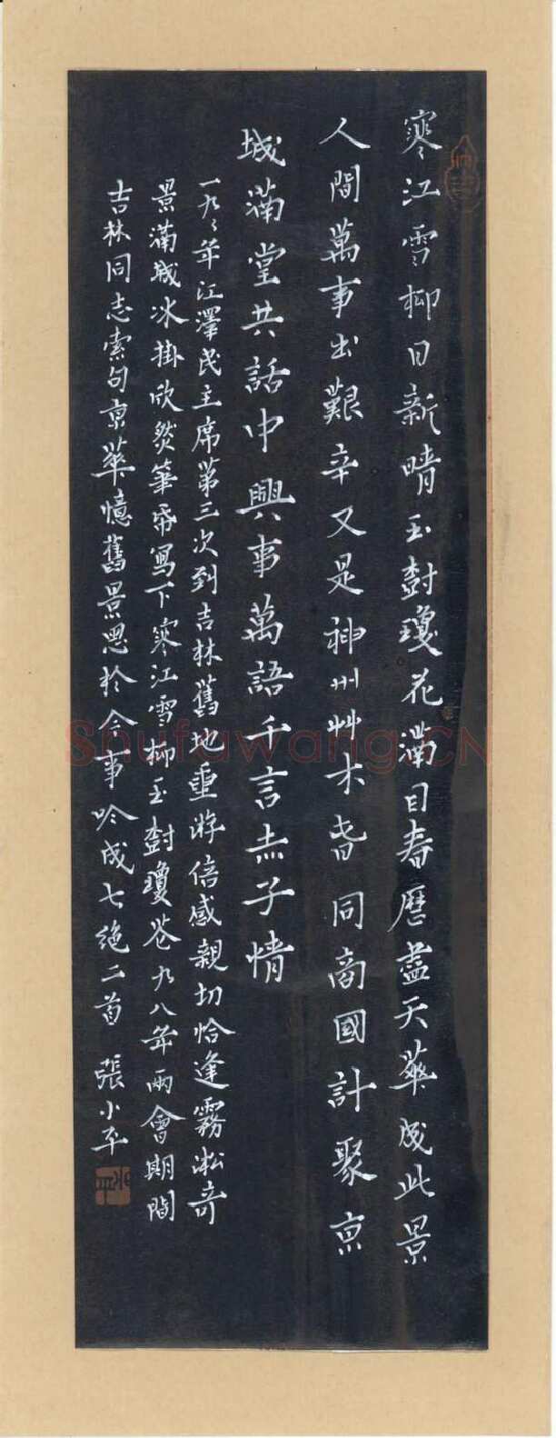 张小平硬笔楷书江泽民七绝二首,张小平硬笔书法作品