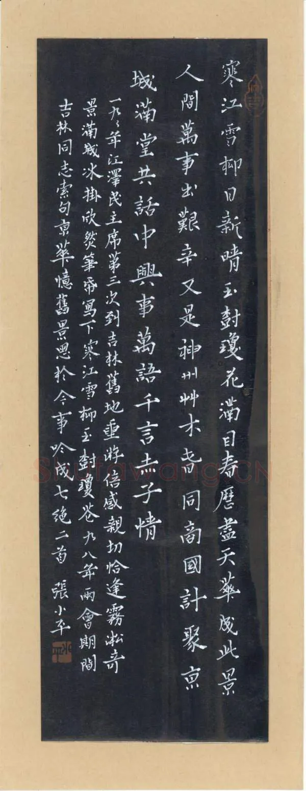 张小平硬笔楷书江泽民七绝二首,张小平硬笔书法作品