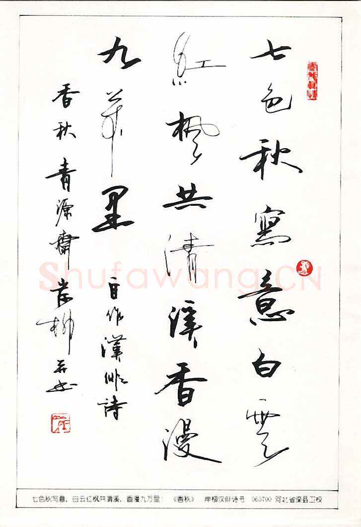 岸柳硬笔行书自作汉俳诗,岸柳硬笔书法作品
