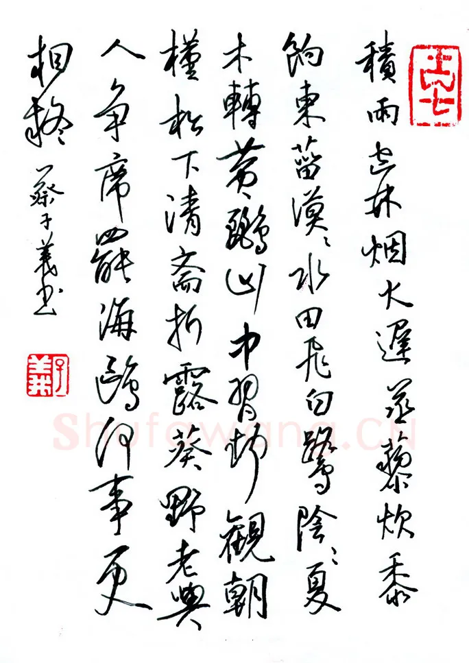 蔡子义硬笔行书王维诗积雨辋川庄作,蔡子义硬笔书法作品