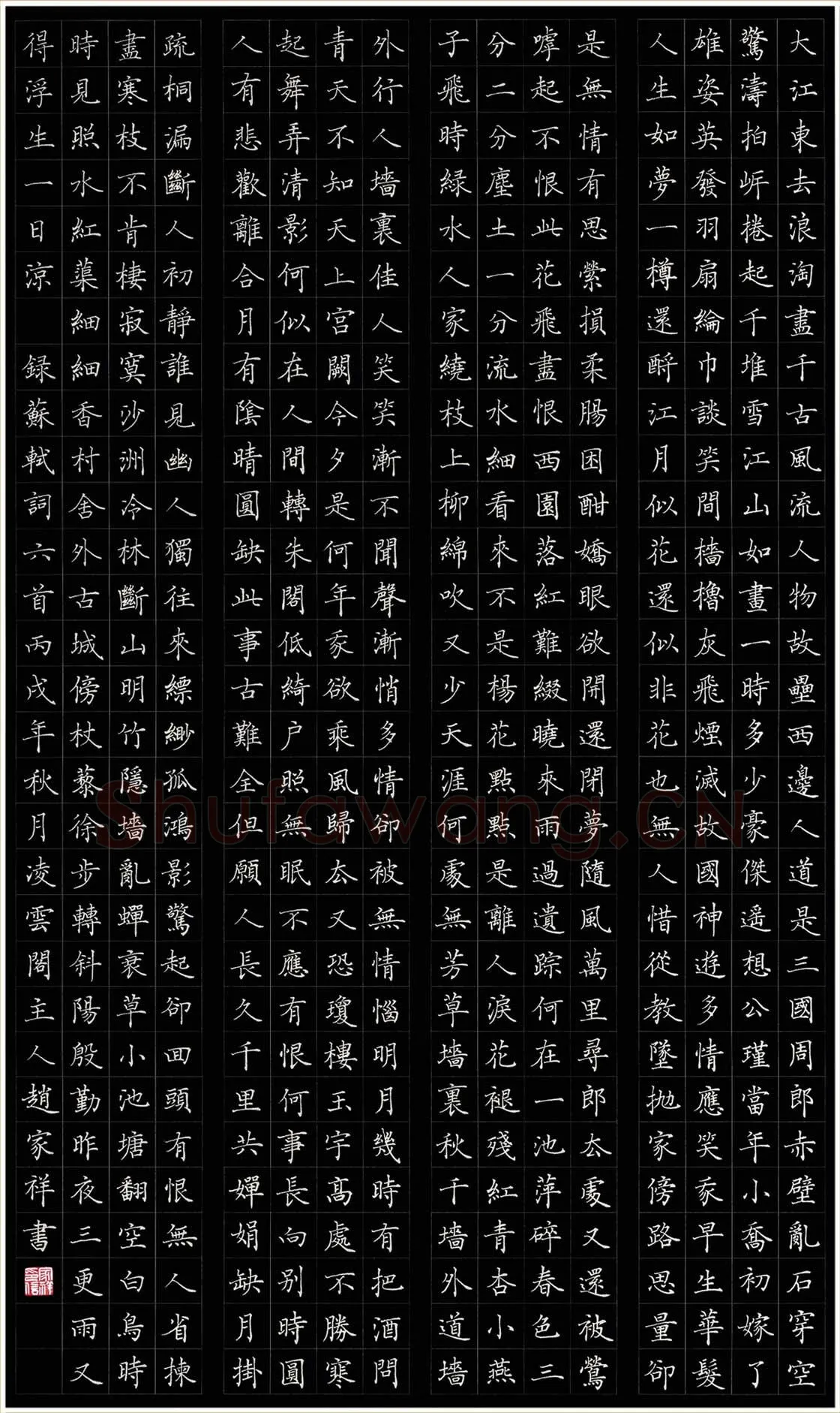 赵家祥硬笔楷书苏轼词六首,赵家祥硬笔书法作品