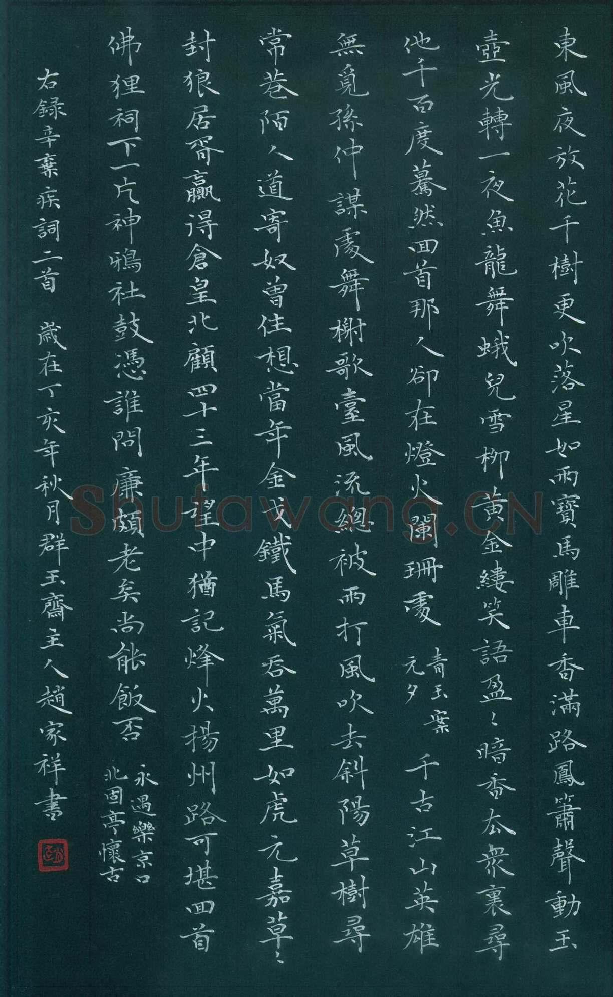 赵家祥硬笔楷书辛弃疾词二首,赵家祥硬笔书法作品