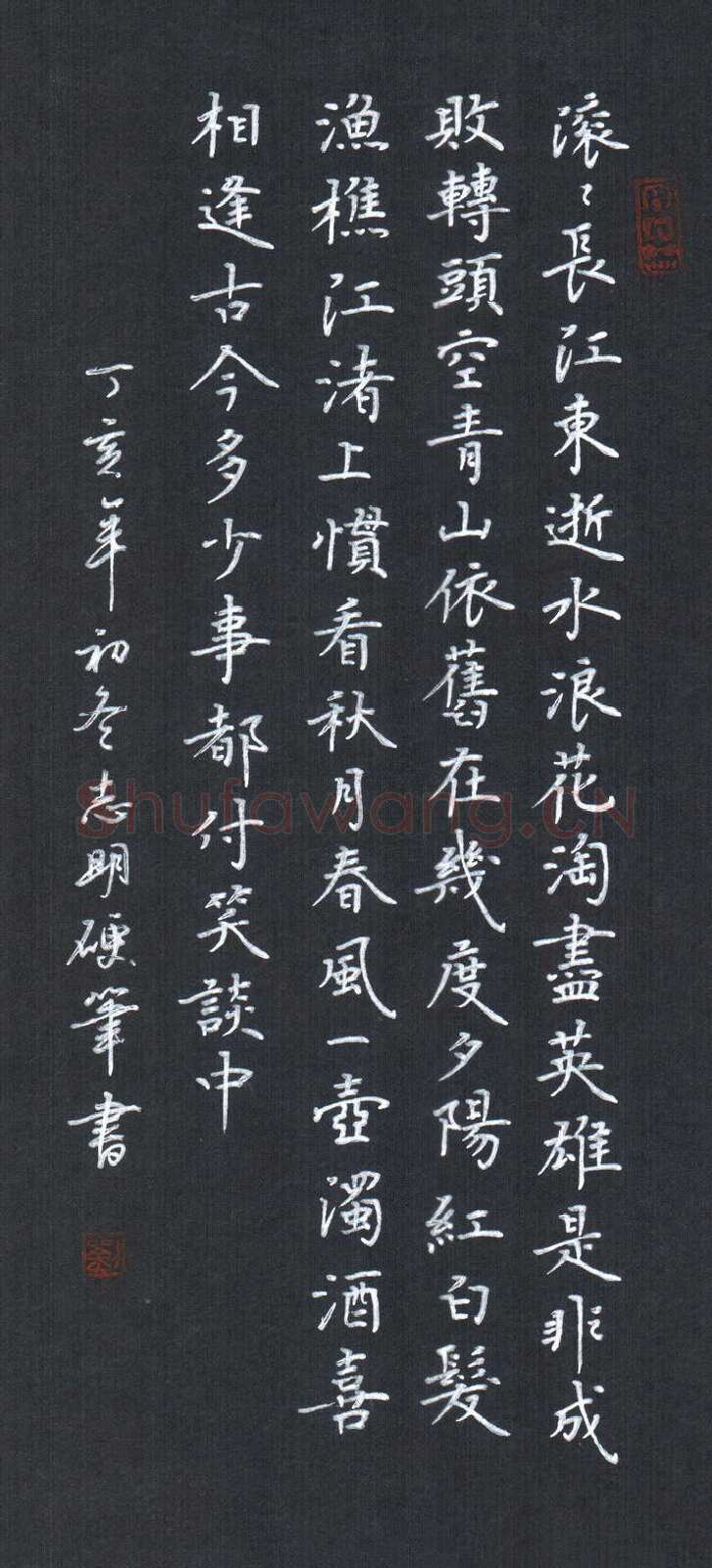 刘志明硬笔楷书滚滚长江东逝水,刘志明硬笔书法作品