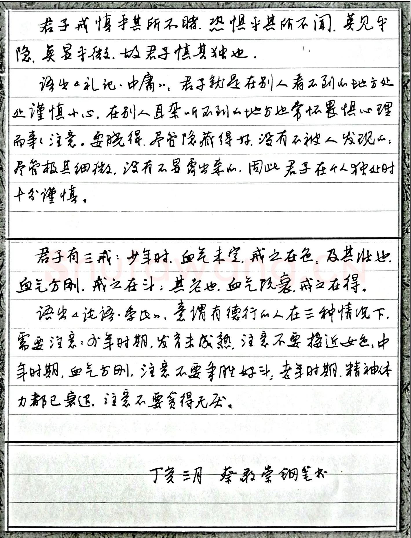 蔡敬崇硬笔行书古文两则,硬笔书法作品