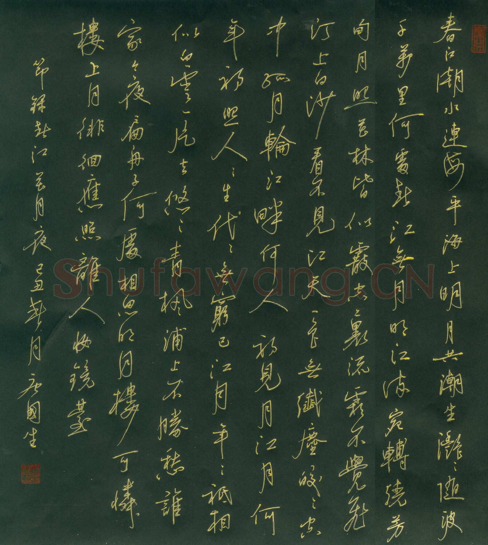 唐国生硬笔行书春江花月夜节录,唐国生硬笔书法作品