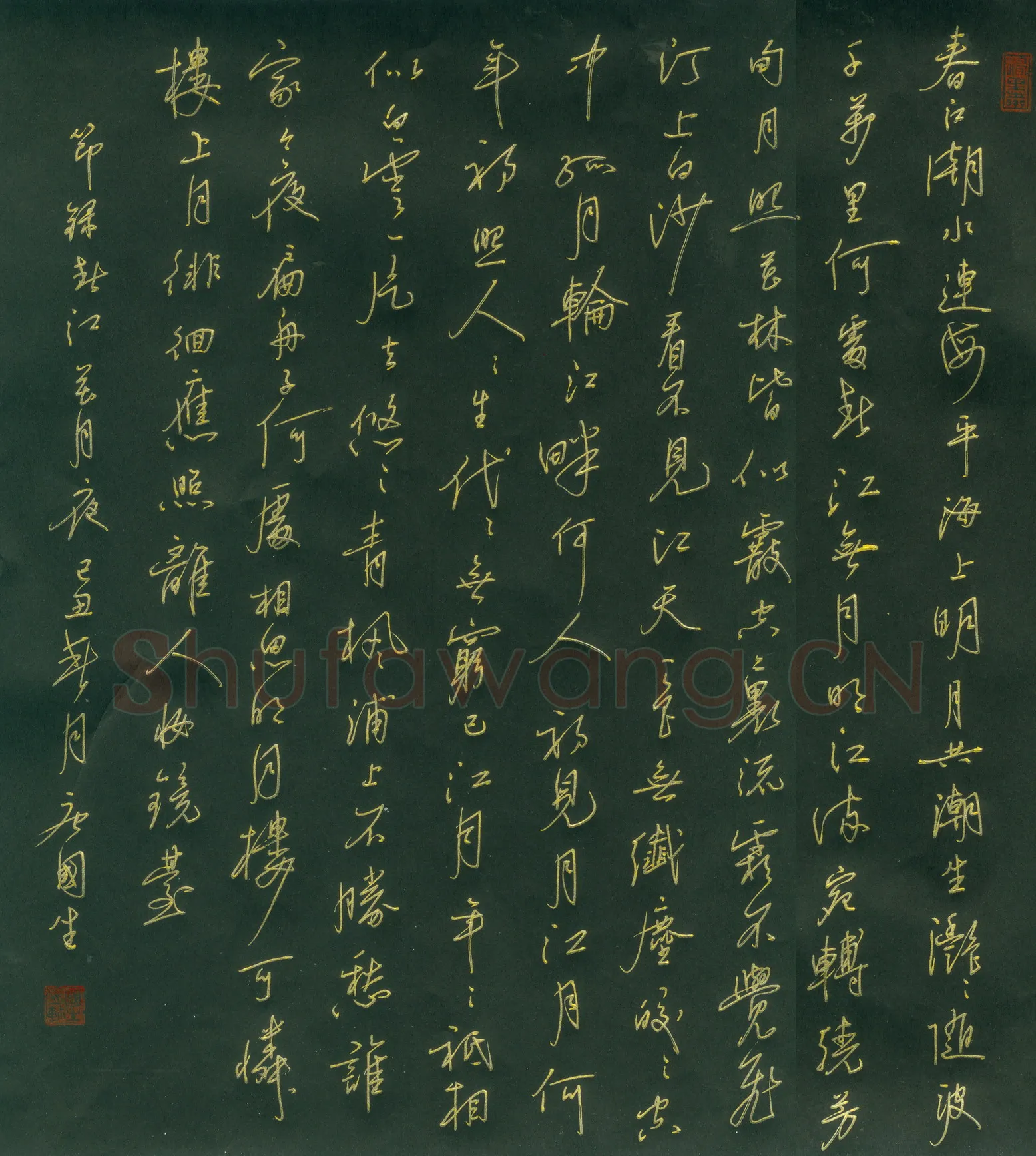 唐国生硬笔行书春江花月夜节录,唐国生硬笔书法作品