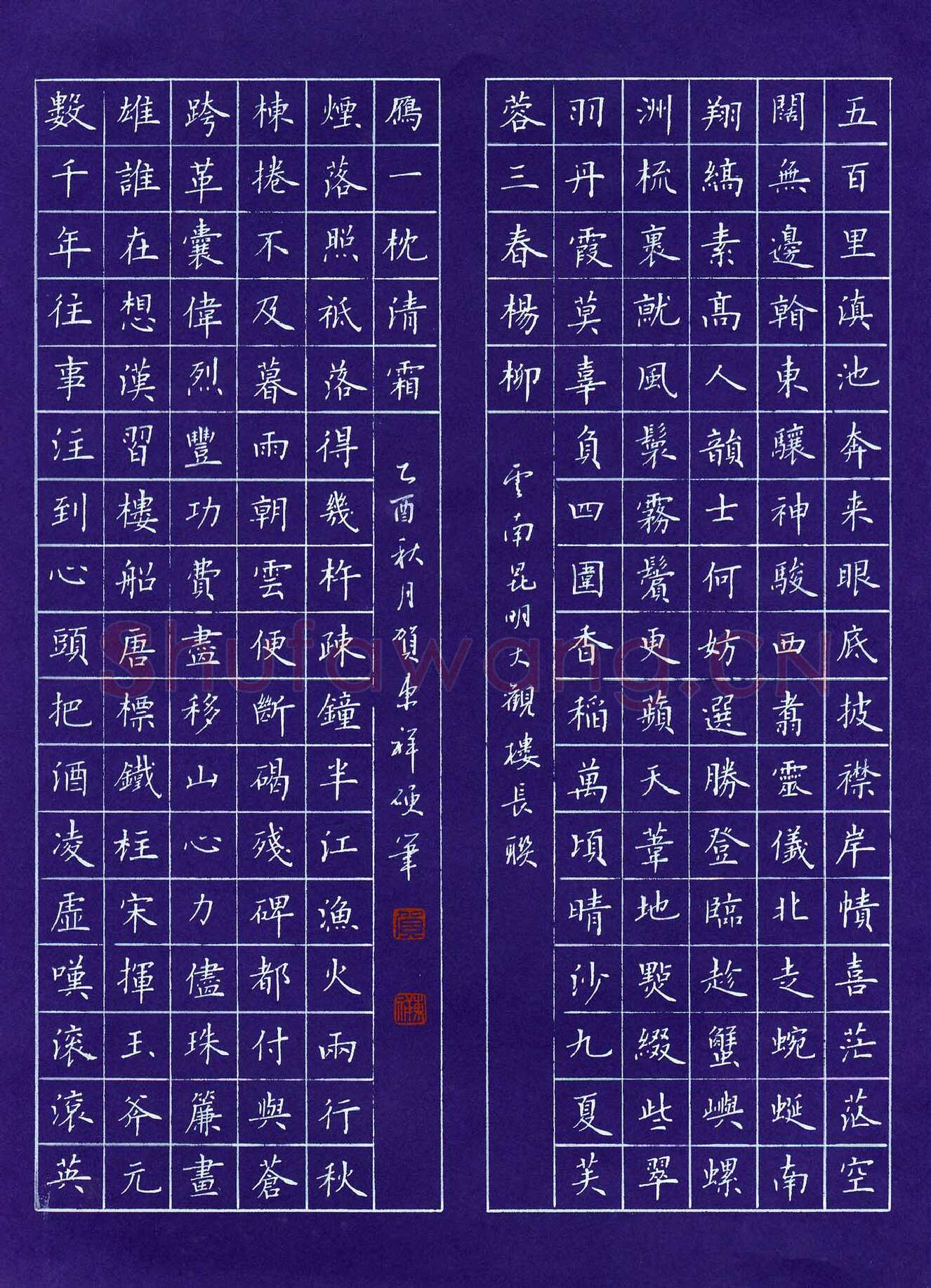 贺东祥硬笔楷书云南昆明大观楼长联,贺东祥硬笔书法作品