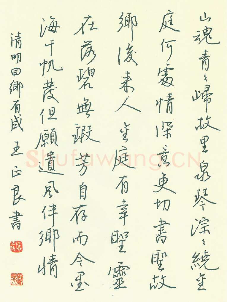 王正良硬笔行书清明回乡有感,王正良硬笔书法作品