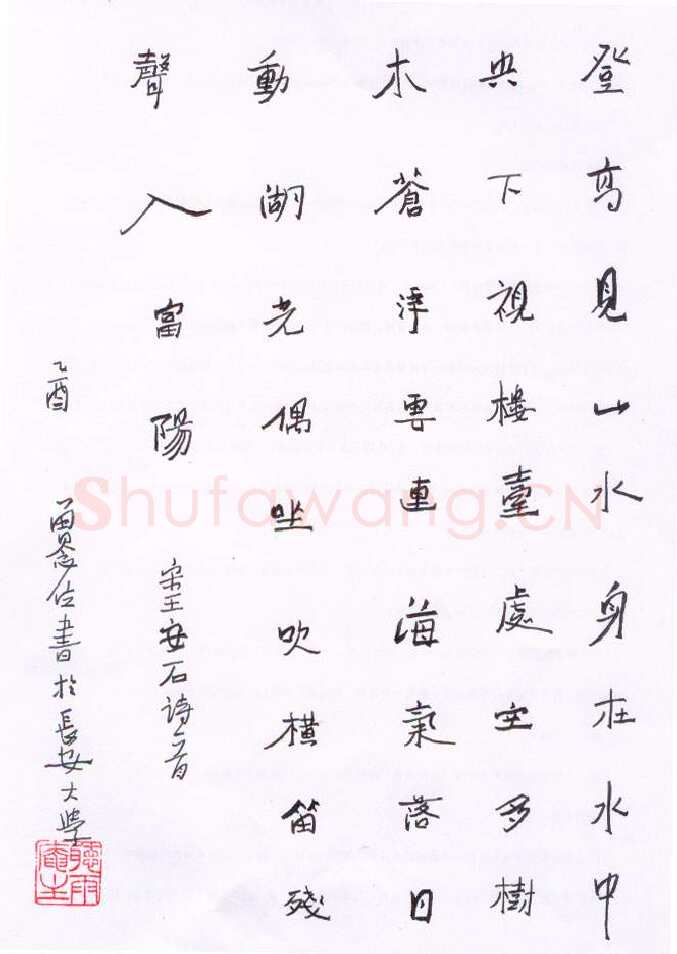 曾念位硬笔行书王安石诗一首,硬笔书法作品