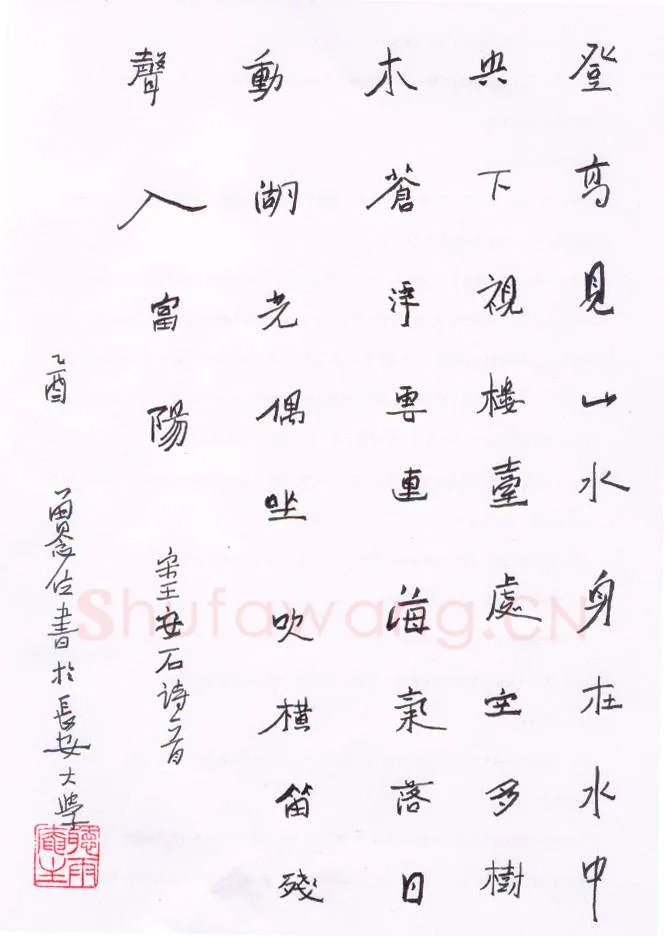 曾念位硬笔行书王安石诗一首,硬笔书法作品