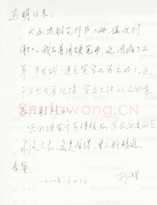 郭沫若手迹,郭沫若硬笔书法作品