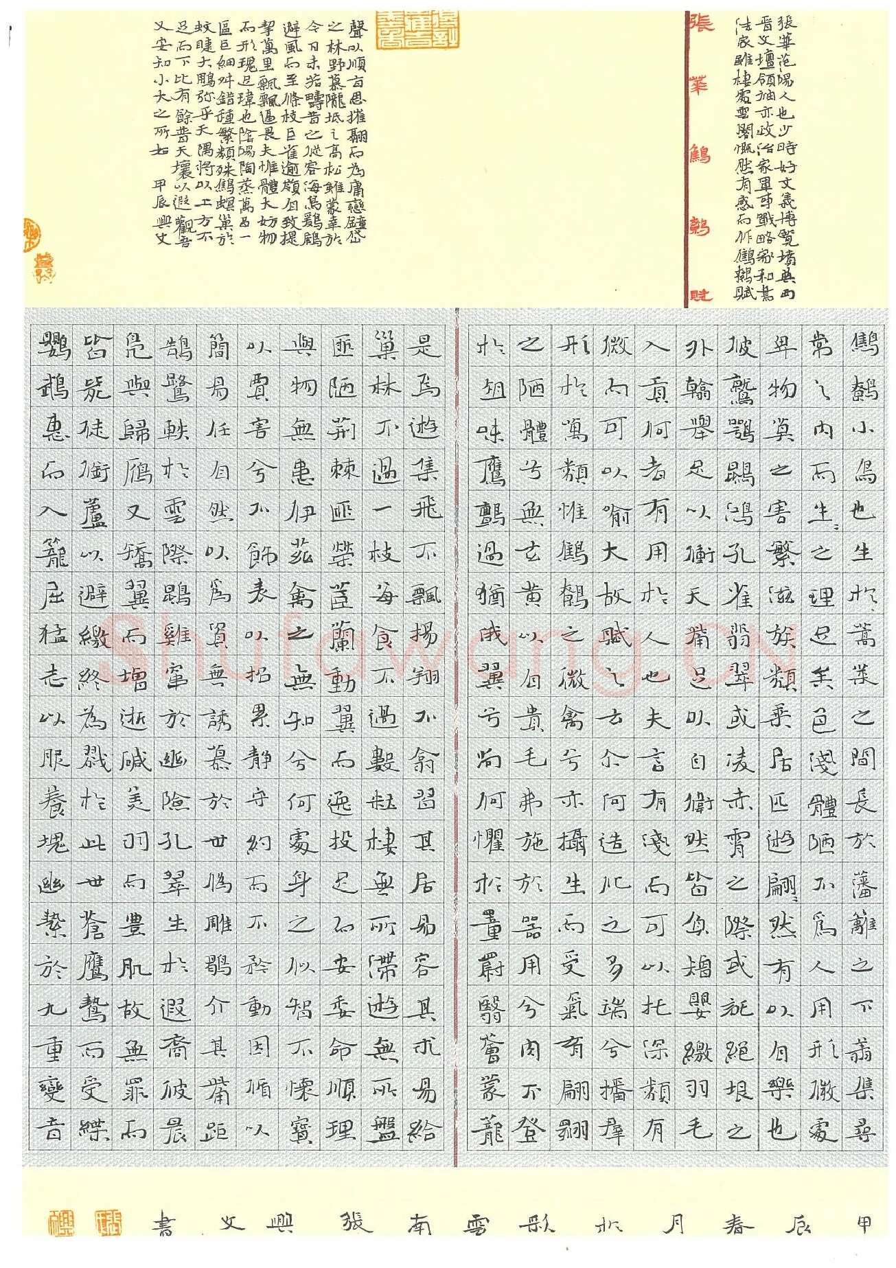张兴文硬笔楷书张华鹪鹩赋,张兴文硬笔书法作品