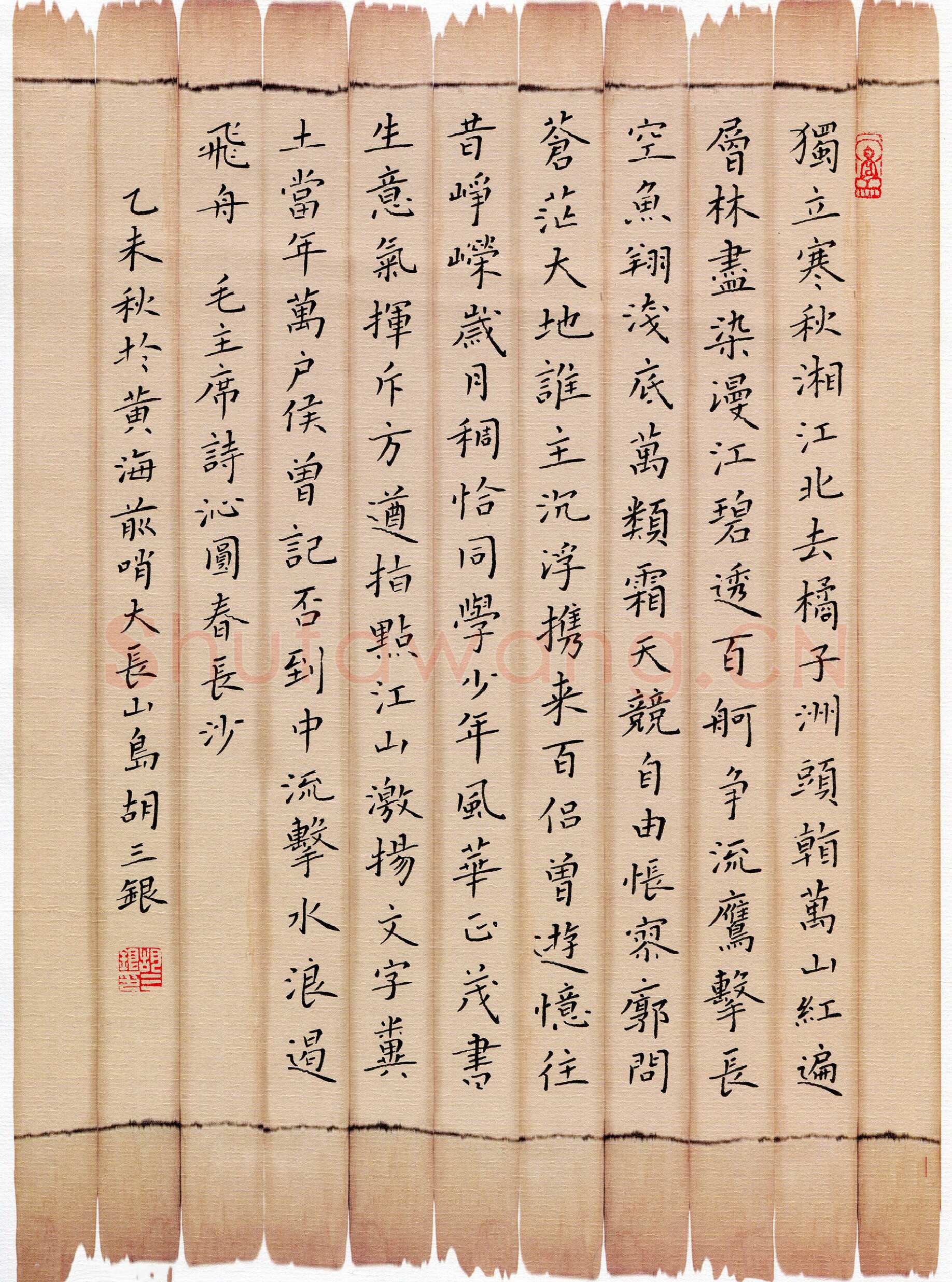 胡三银硬笔楷书毛泽东词沁园春长沙,胡三银硬笔书法作品