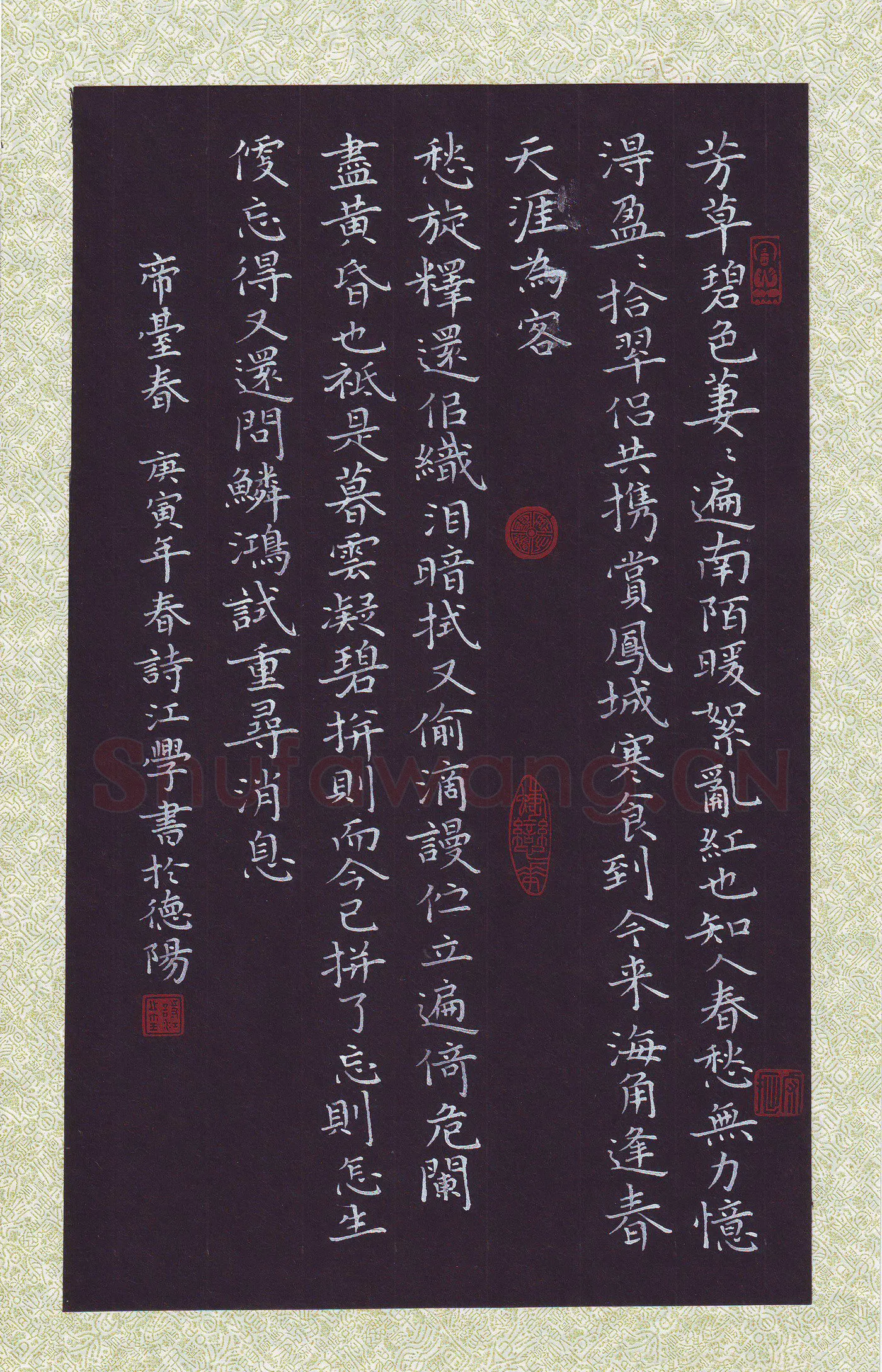 陶诗江硬笔楷书帝台春一首,陶诗江硬笔书法作品