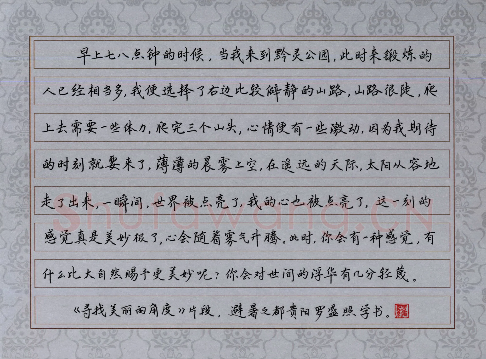 罗盛照硬笔楷书寻找美丽的角度,罗盛照硬笔书法作品