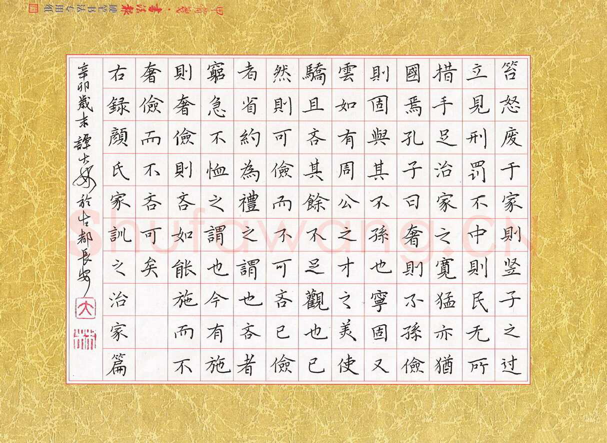 谭大林硬笔楷书颜氏家训之治家篇,谭大林硬笔书法作品
